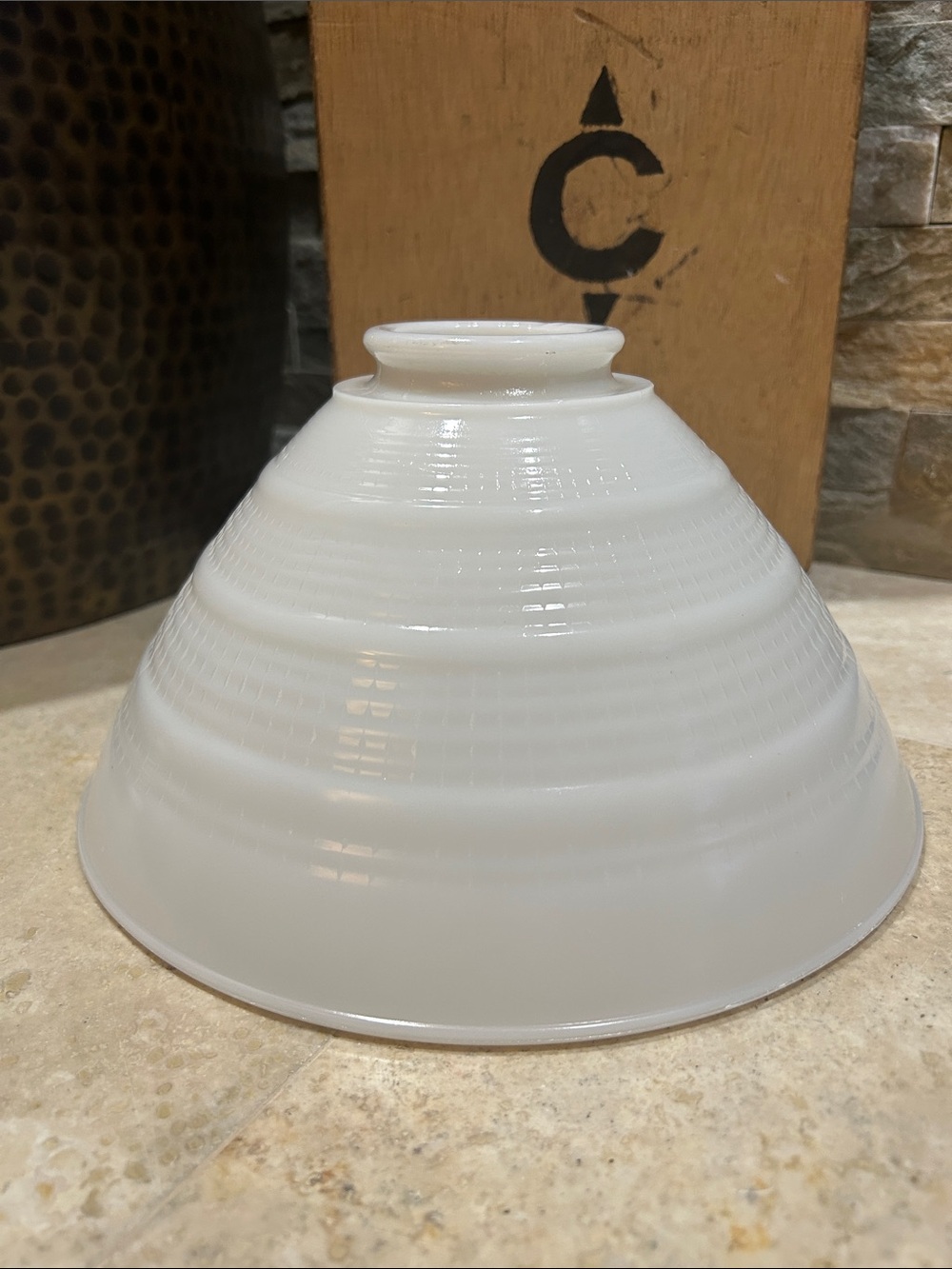 Vintage Large Milk Glass Diffuser Reflector Lamp Shade 10" Waffle Pattern